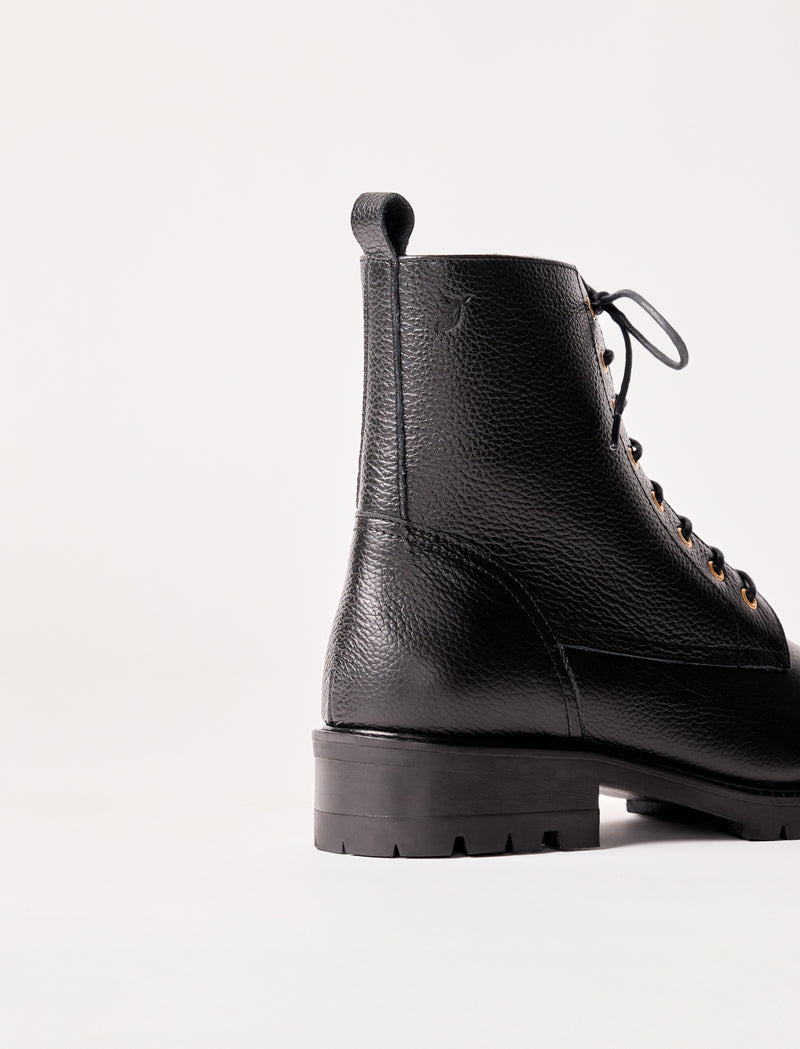 Juliette gefüttert - Schwarz genarbtes Leder - Image principale