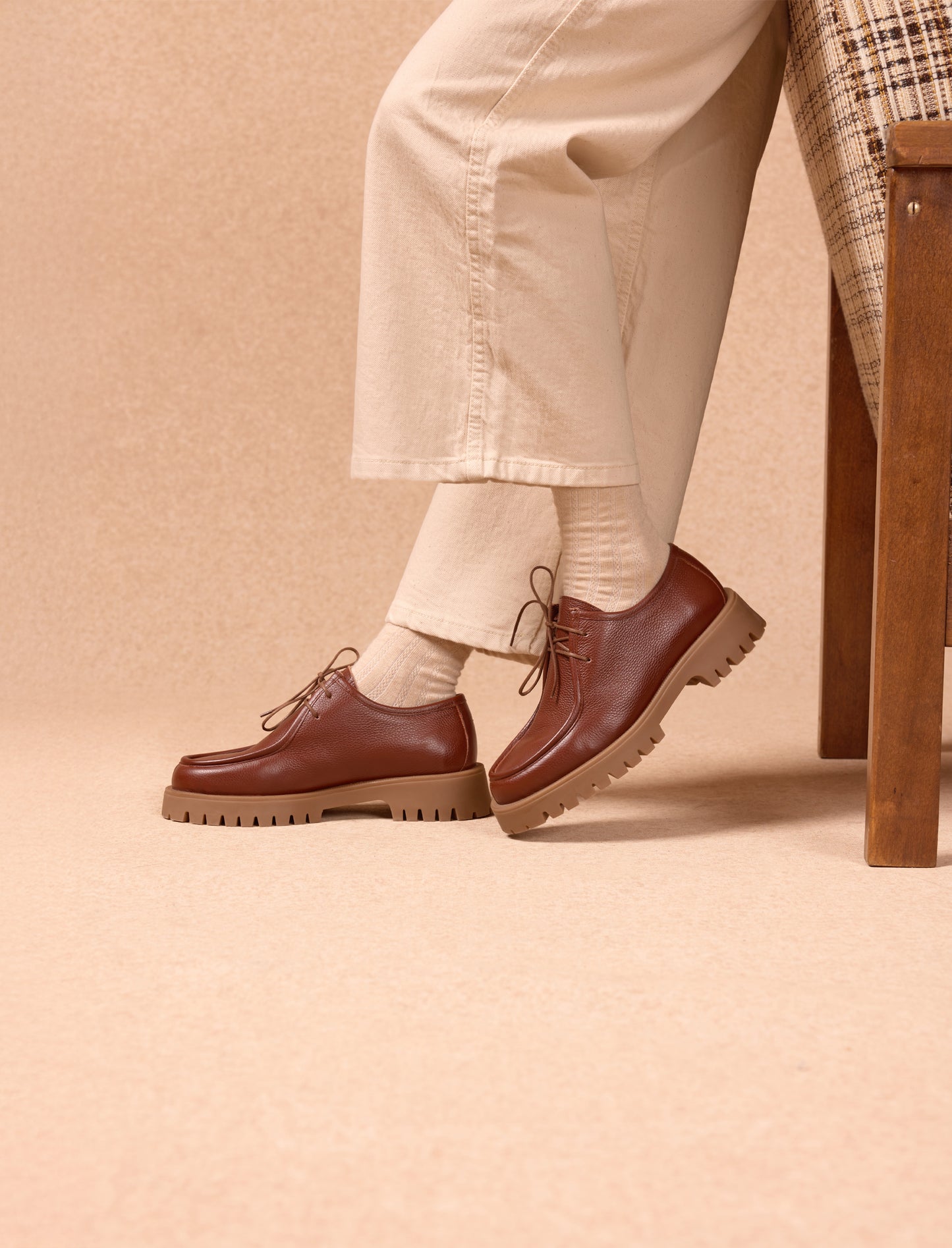 Janet - Cognac textured grain leather