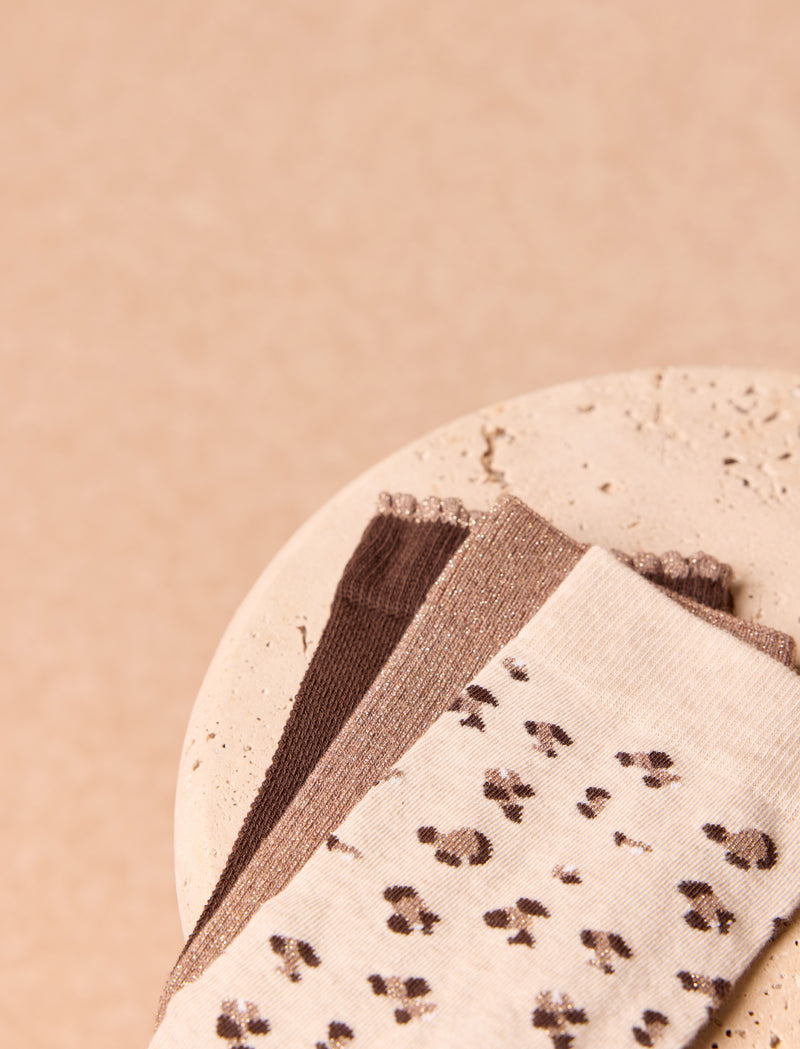 Socken-Set - Leopard, Braun, Beige - Image principale