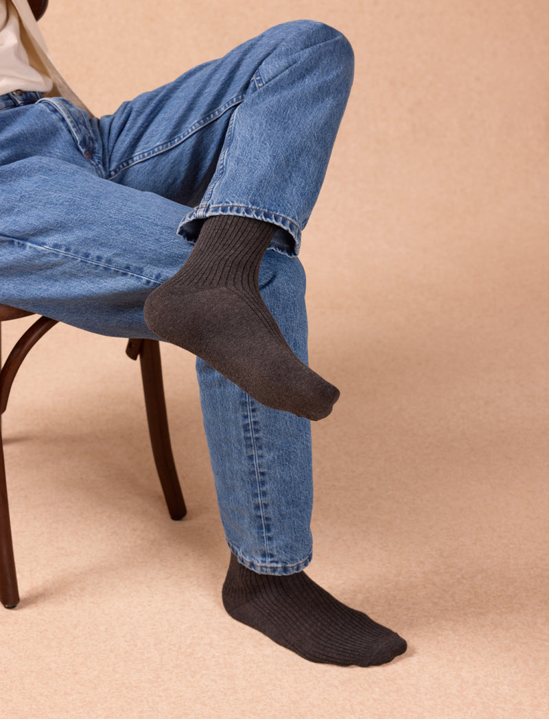 Pack chaussettes côtelées - Gris, navy & noir - Image principale