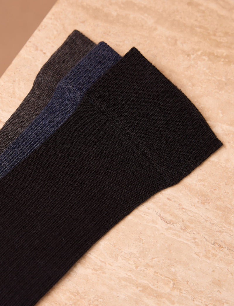 Pack chaussettes côtelées - Gris, navy & noir - Image principale
