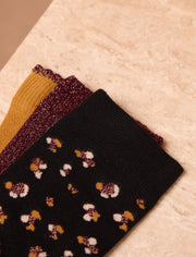 Nostalgie sock pack - Leopard, Bordeaux & Mustard