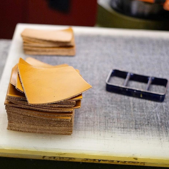 A close-up of the smooth leather 