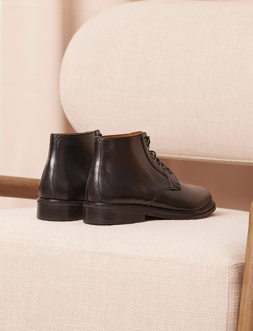 Chukka-Stiefel City - Schwarzes, genarbtes Leder 