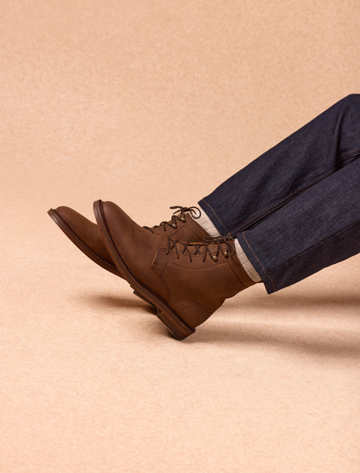 Combat Boots pour Homme en Cuir Café - Modèle Bruce