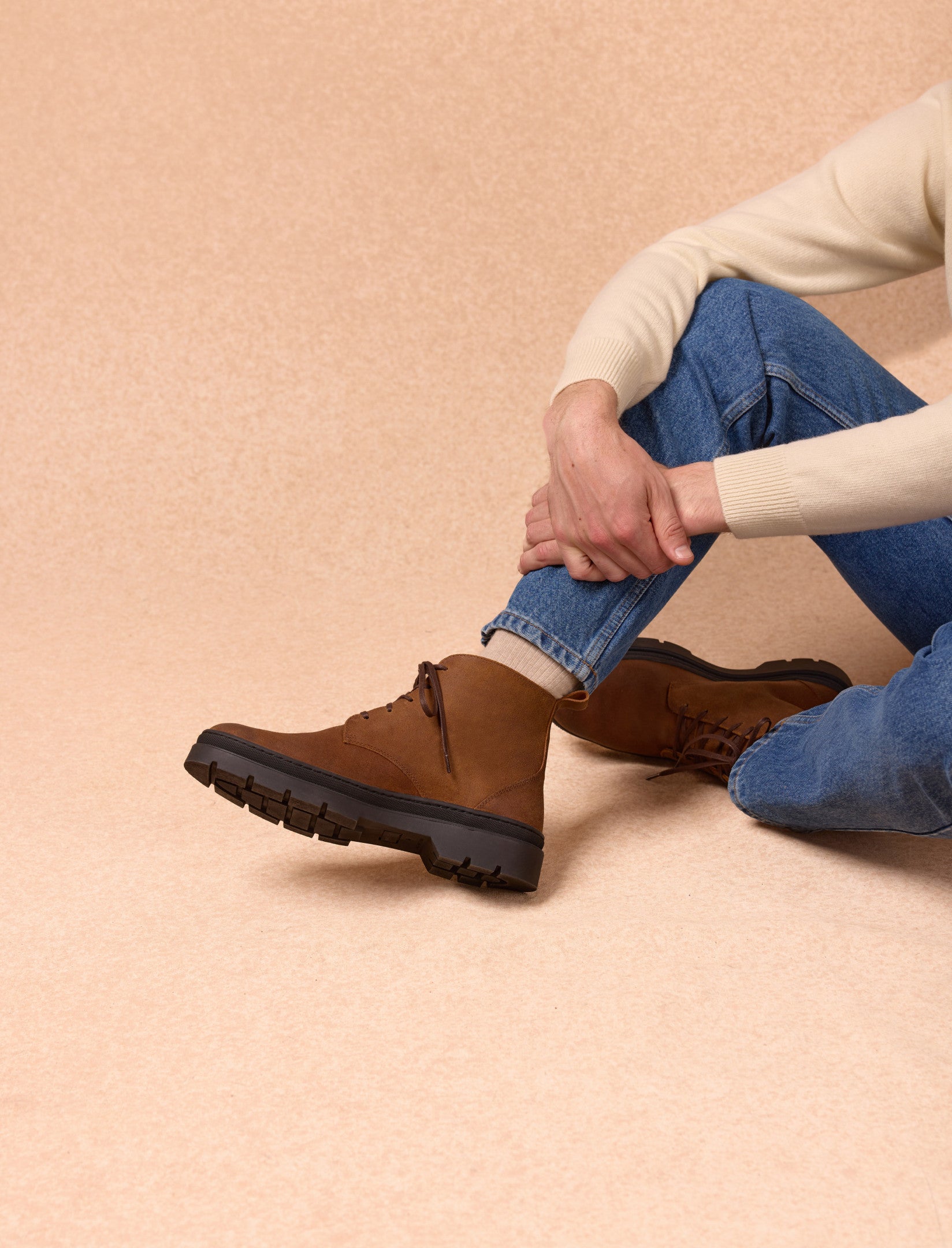 bottines en cuir marron pour homme