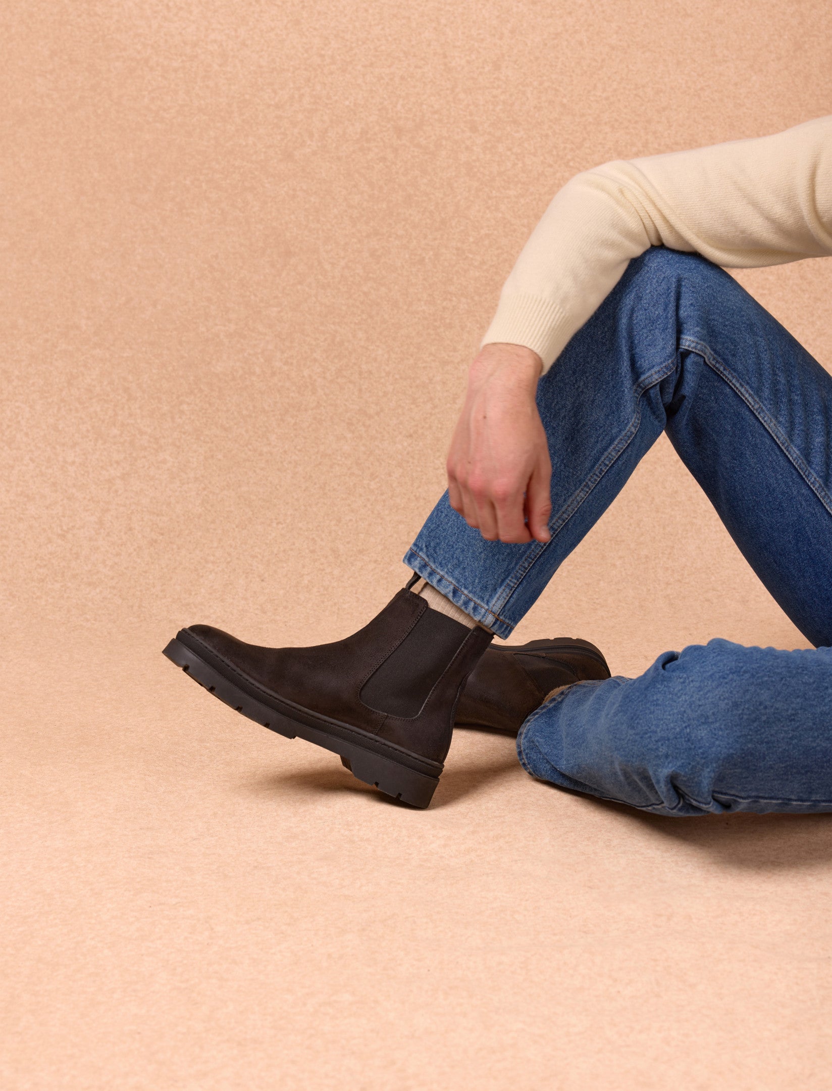 chelsea boots en cuir noir pour homme