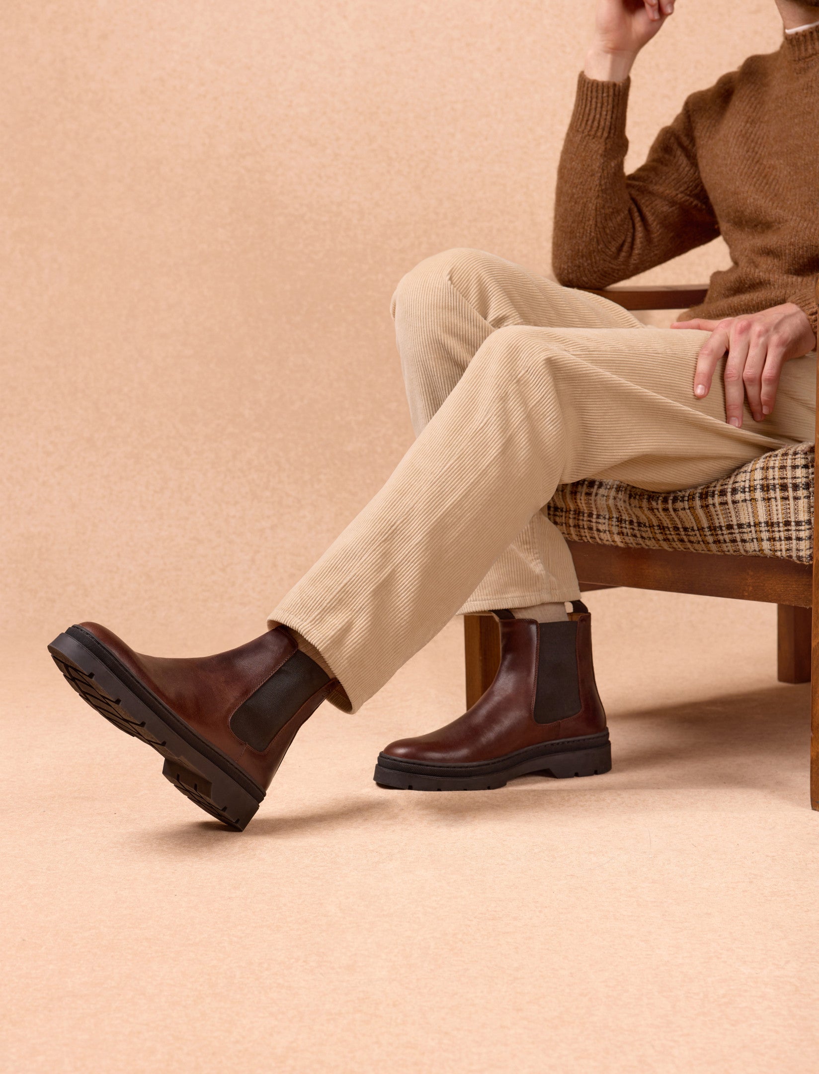 chelsea boots en cuir bourgogne pour homme