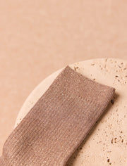 Lurex socks with a diagonal pattern - Moka 