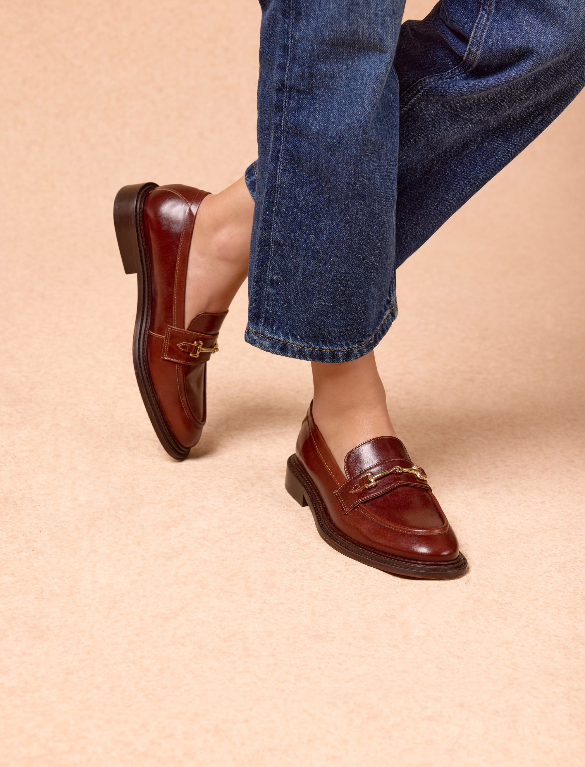 mocassins en cuir bourgogne pour femme