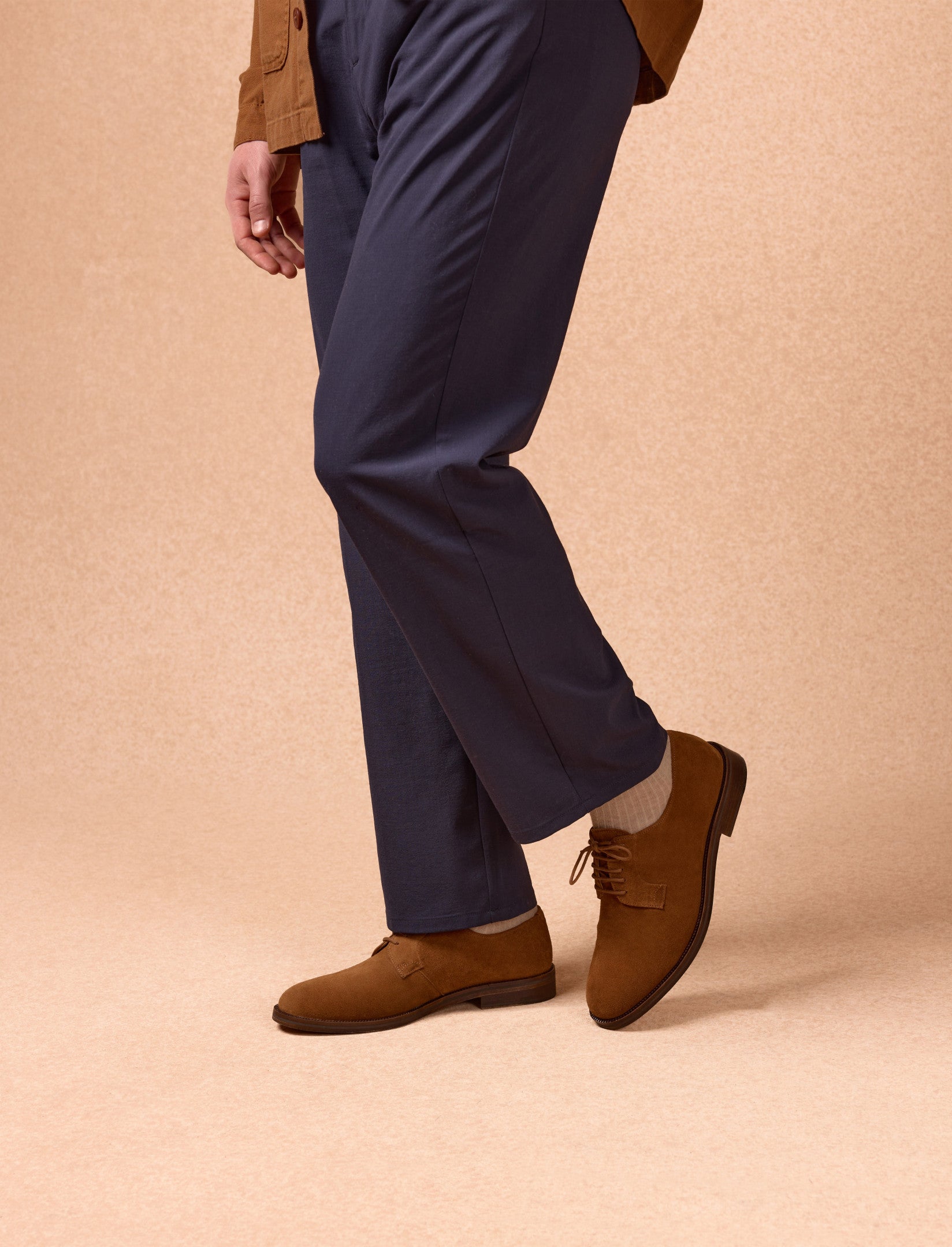 derbies en cuir camel pour homme