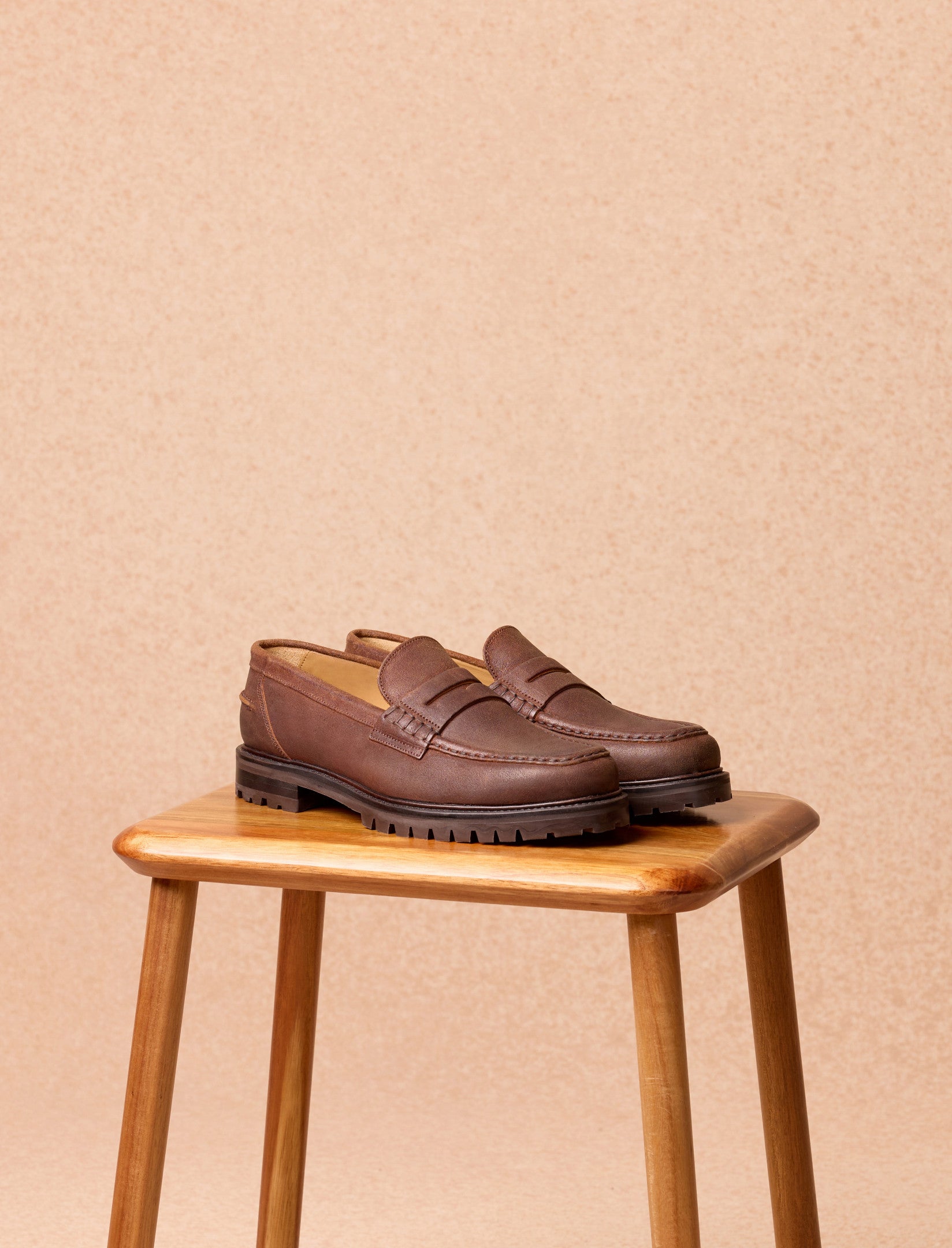 mocassin en cuir marron pour homme