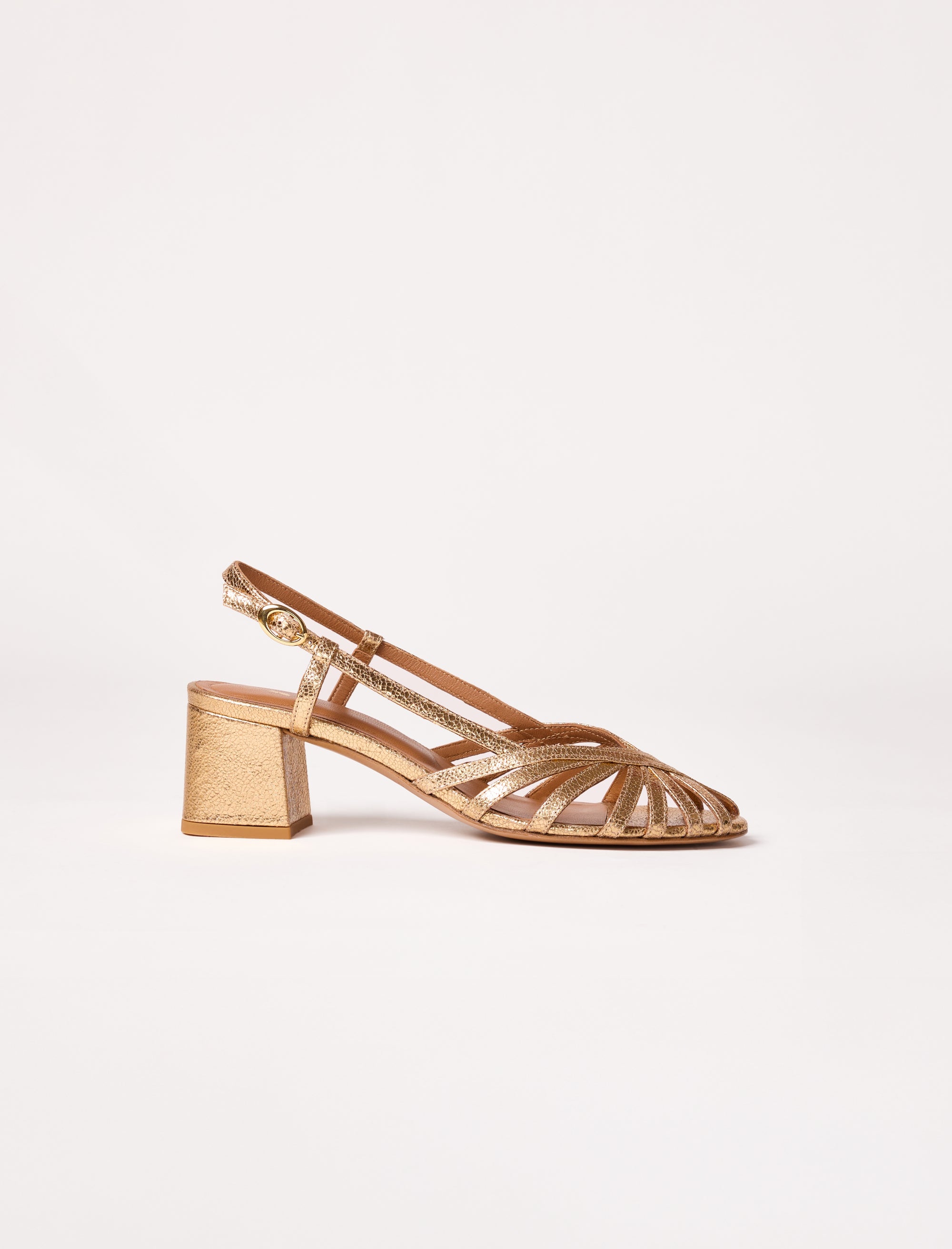 sandales à talons dorées pour femme