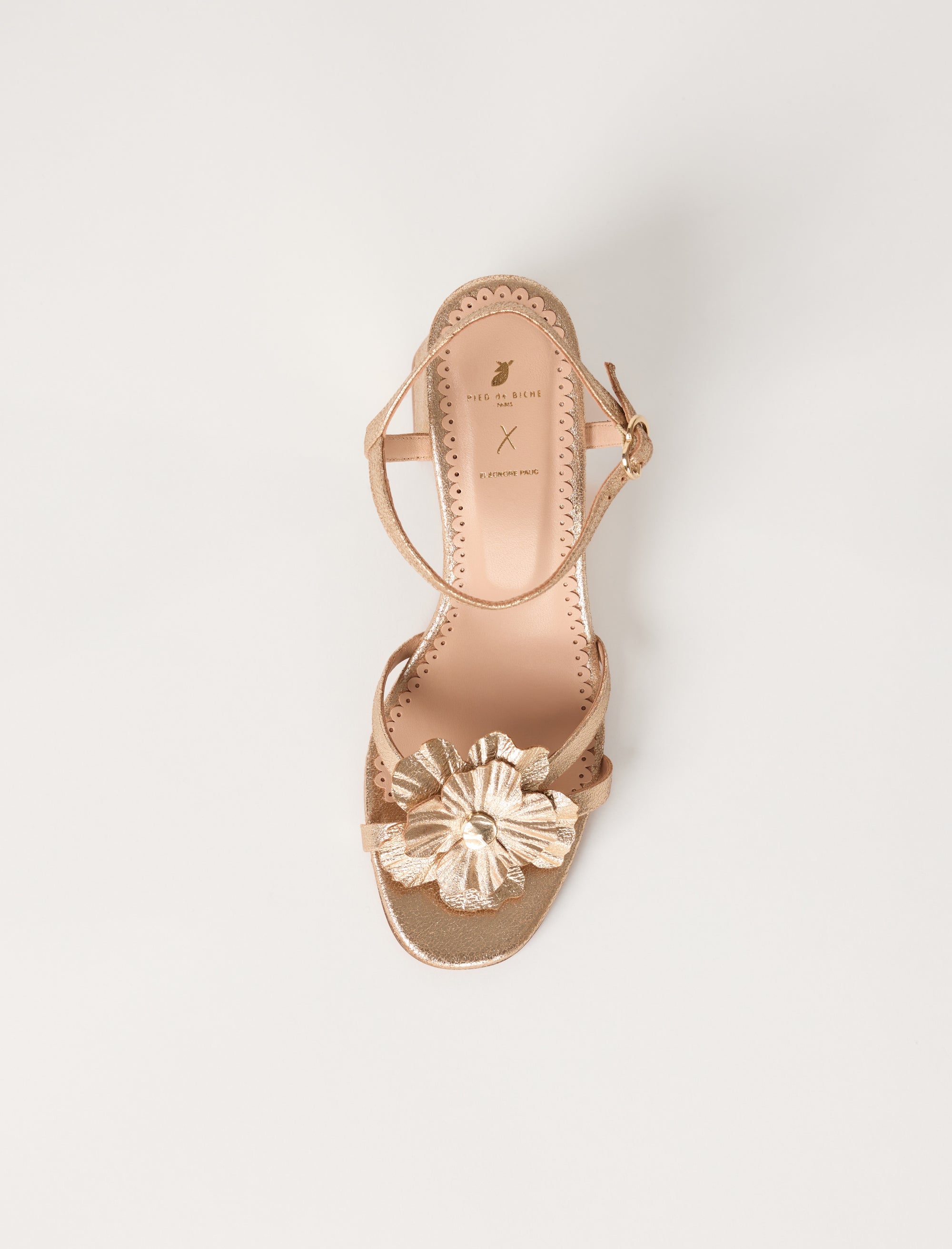 sandales à talons dorées en cuir pour femme