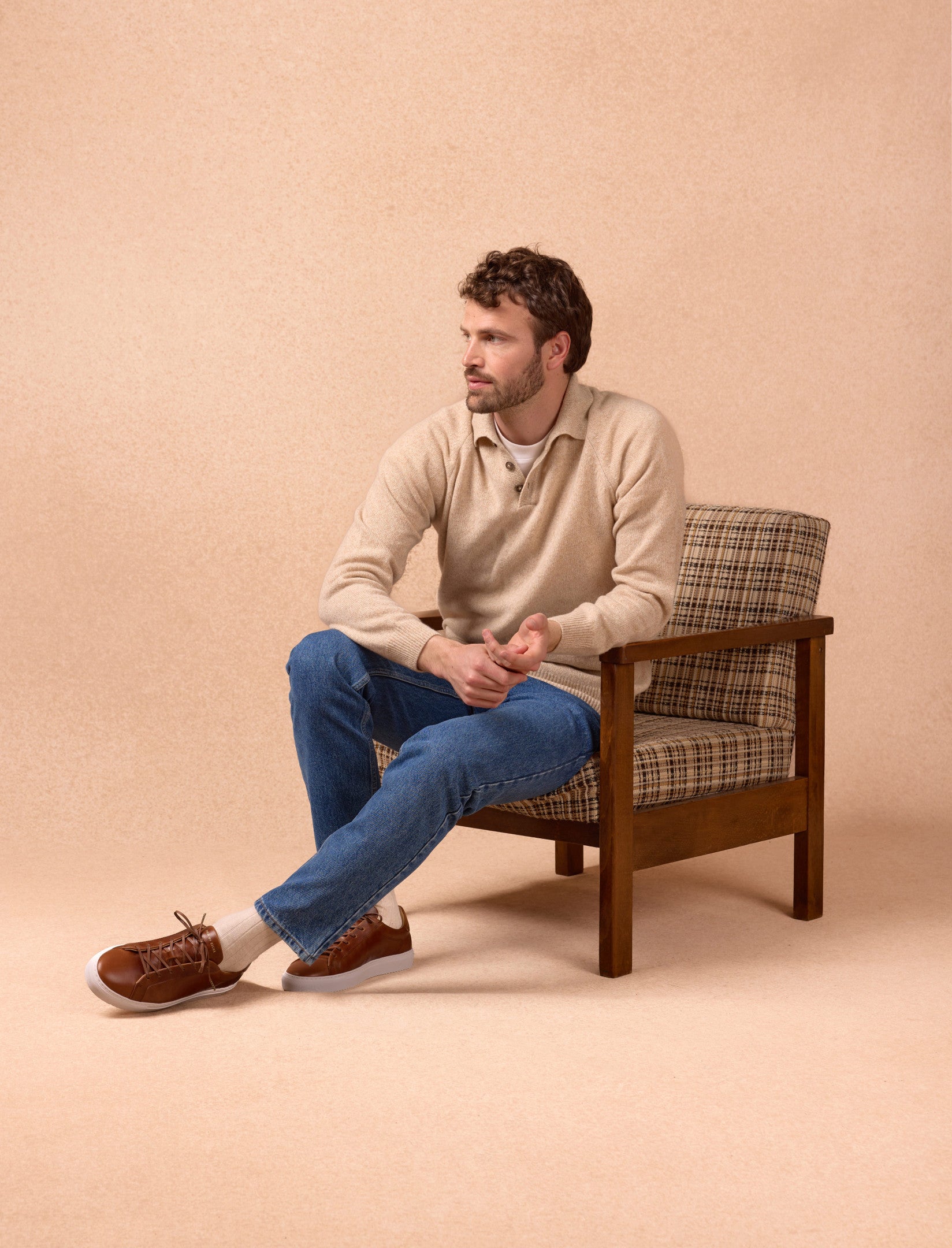 sneakers en cuir havane pour homme