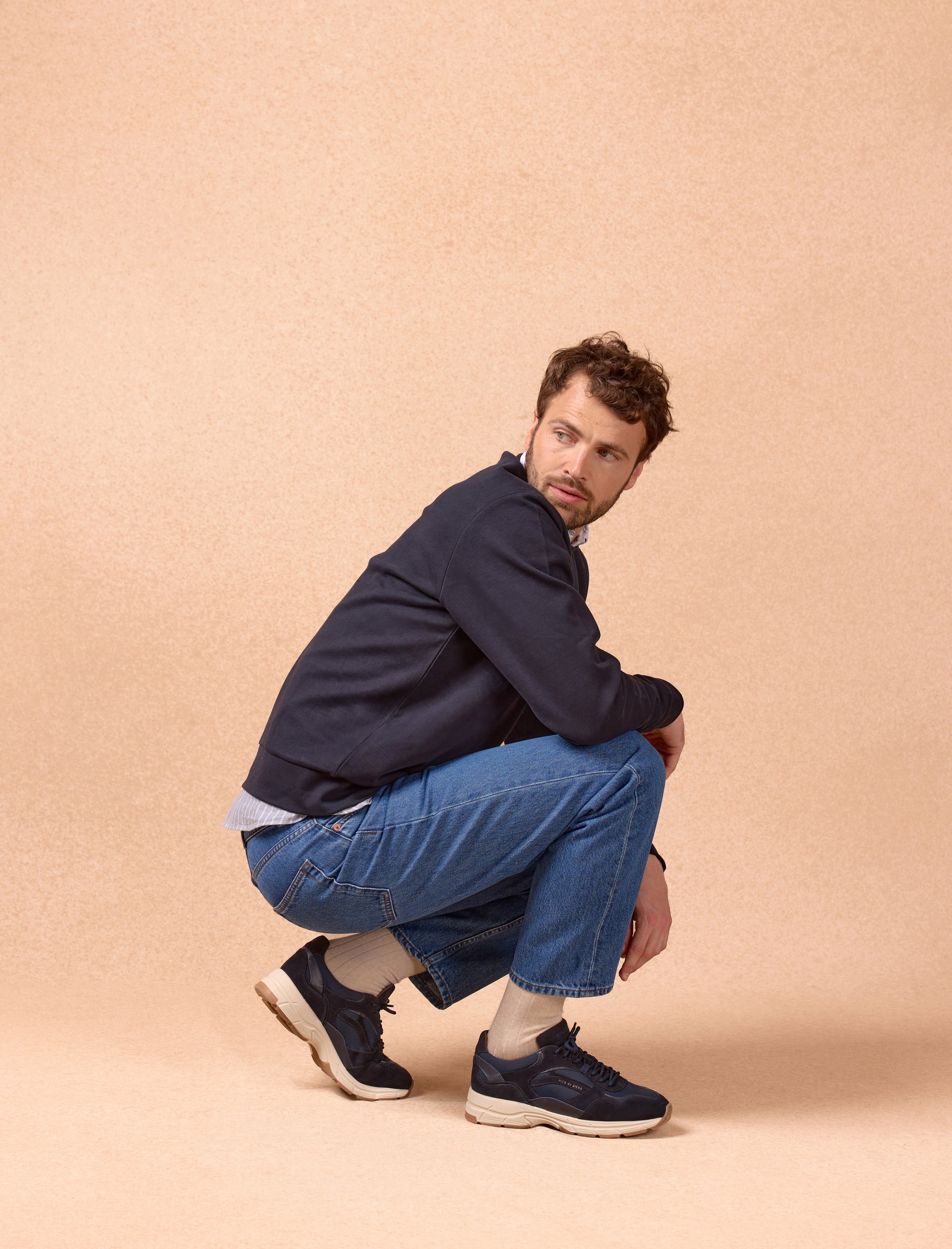 sneakers en cuir bleu pour homme