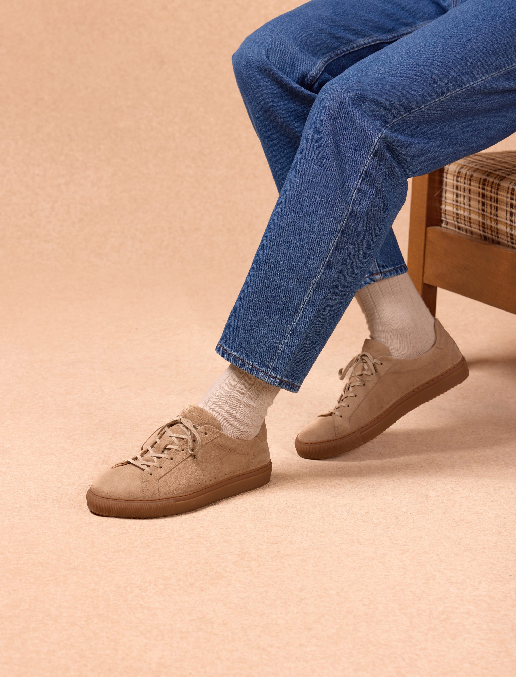 sneakers en cuir taupe pour femme