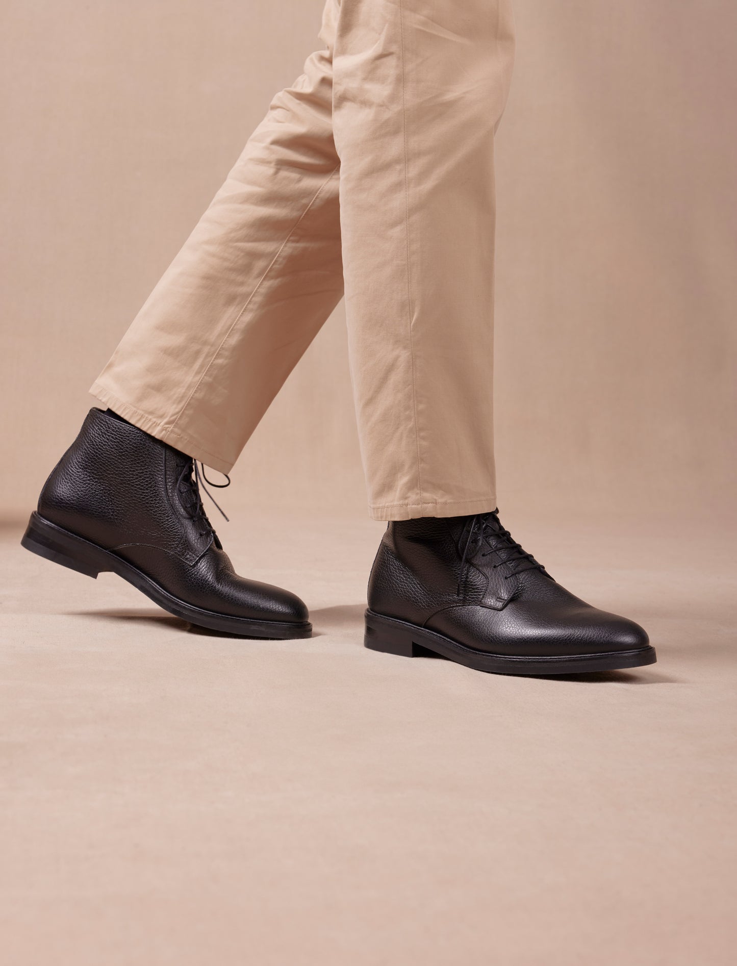 Chukka-Stiefel City - Schwarzes, genarbtes Leder 