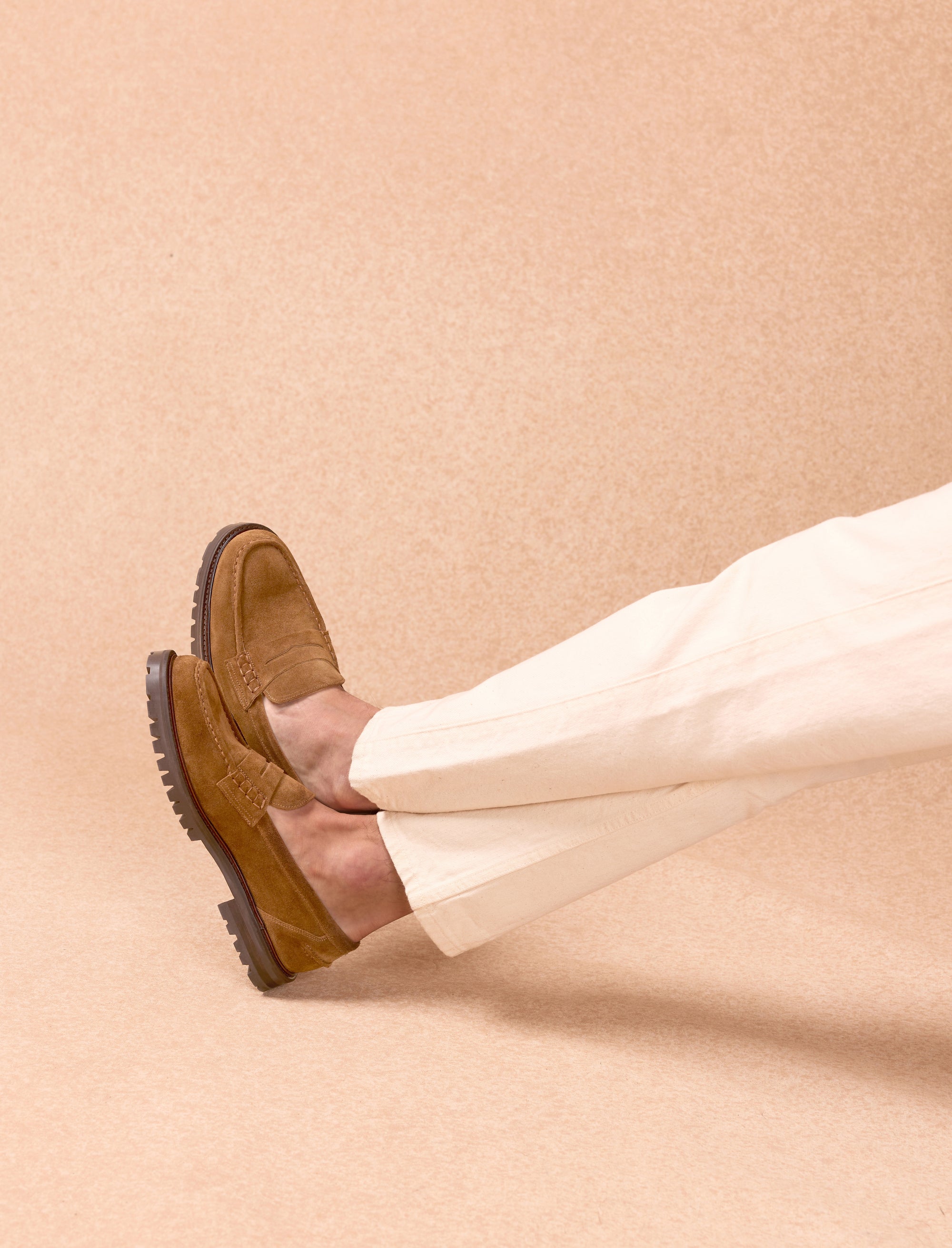mocassins en cuir daim pour homme