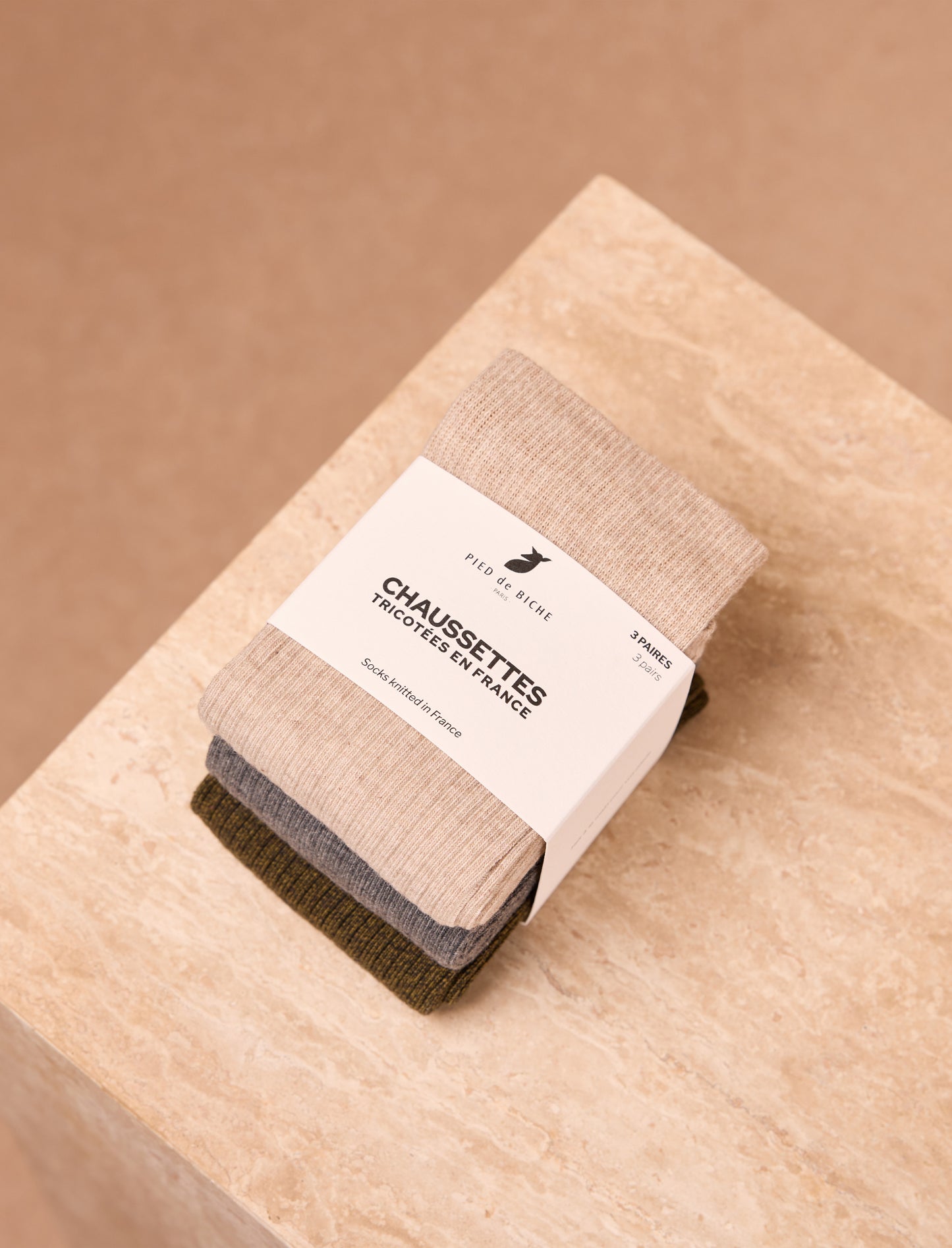 Pack Socken seitlich - Grau, Khaki & Beige 