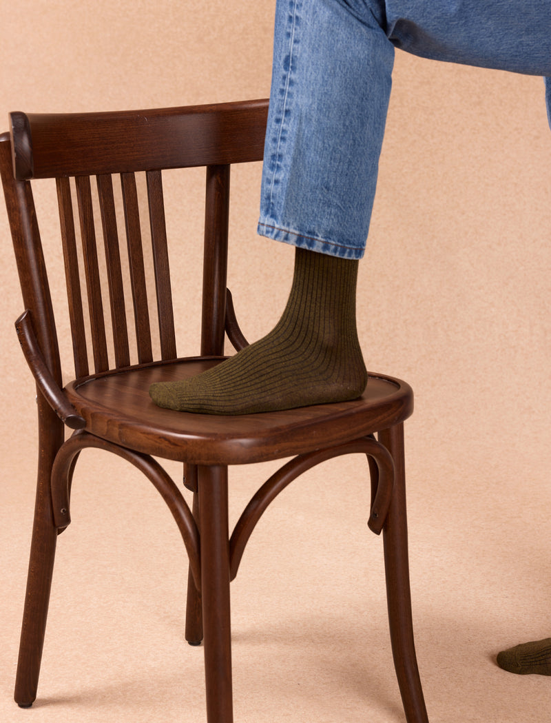 Pack chaussettes côtelées - Gris, kaki & beige - Image principale