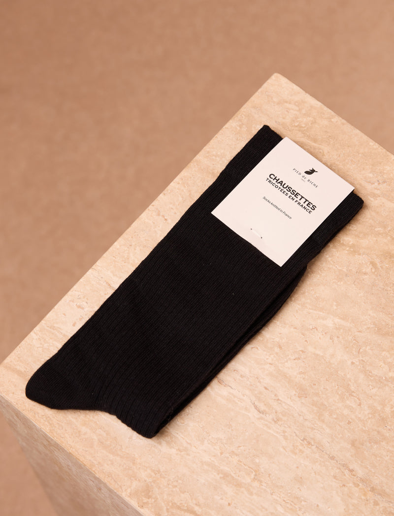 Chaussettes côtelées - Noir - Image principale