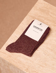 Lurex striped socks - Bordeaux 