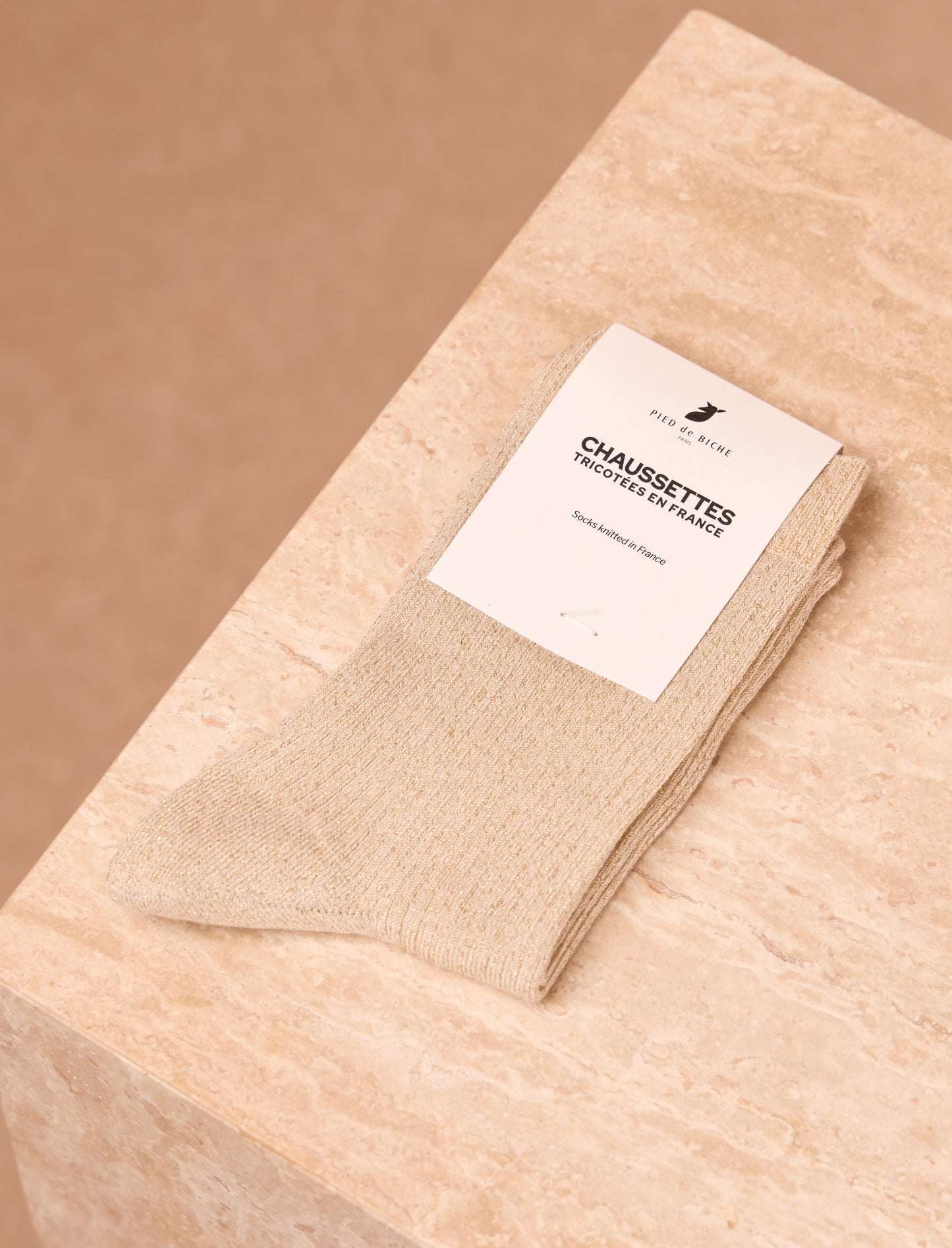 Chaussettes lurex côtelées - Doré