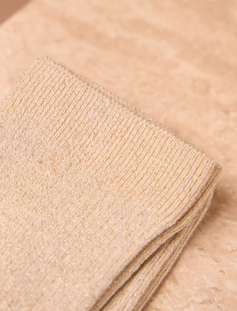Gerippte Lurex-Socken – Goldfarben - Image principale