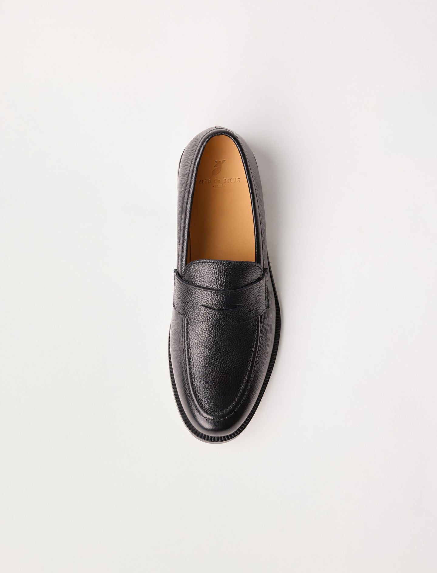mocassins noir en cuir grainé pour homme