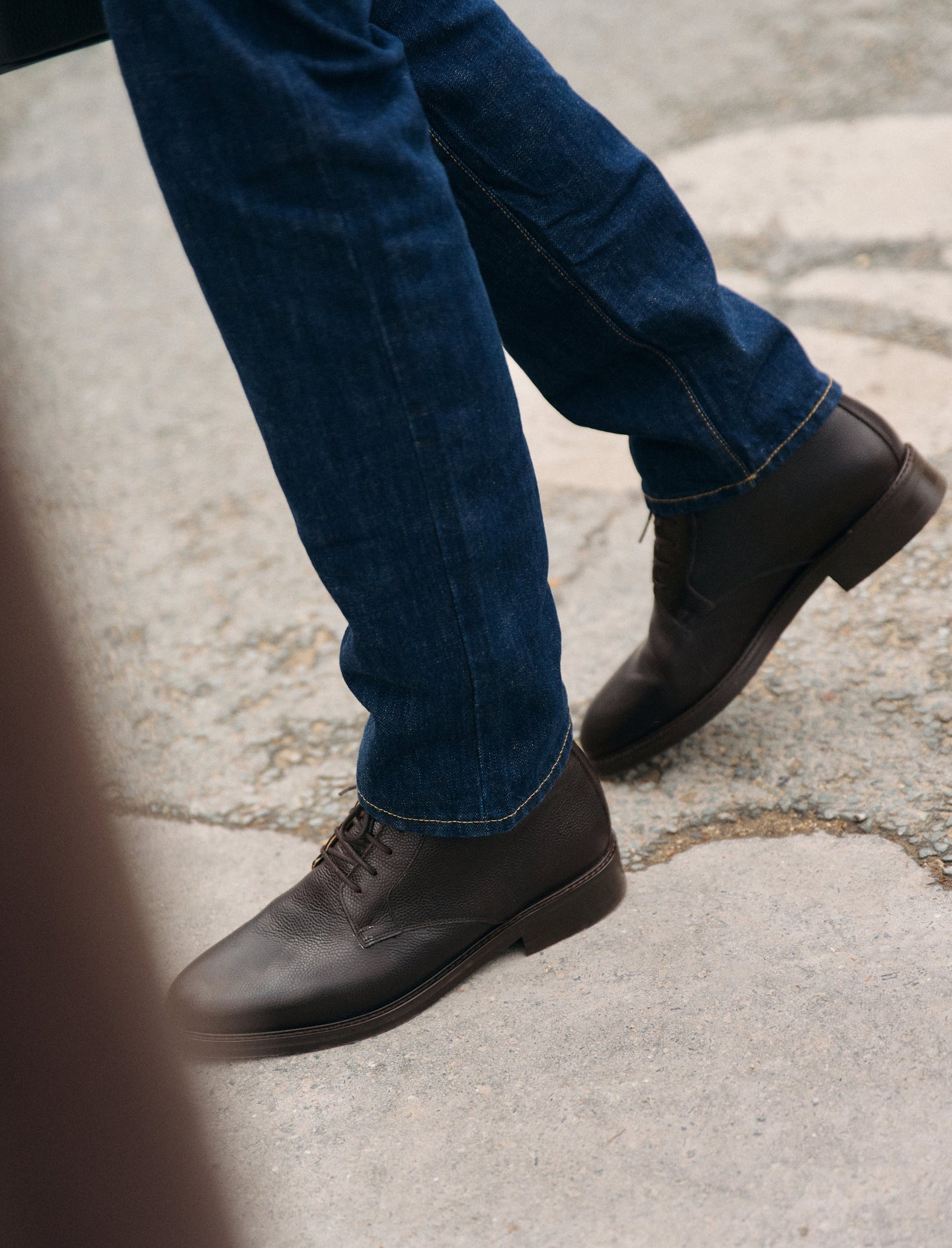 boots en cuir grainé brun pour homme