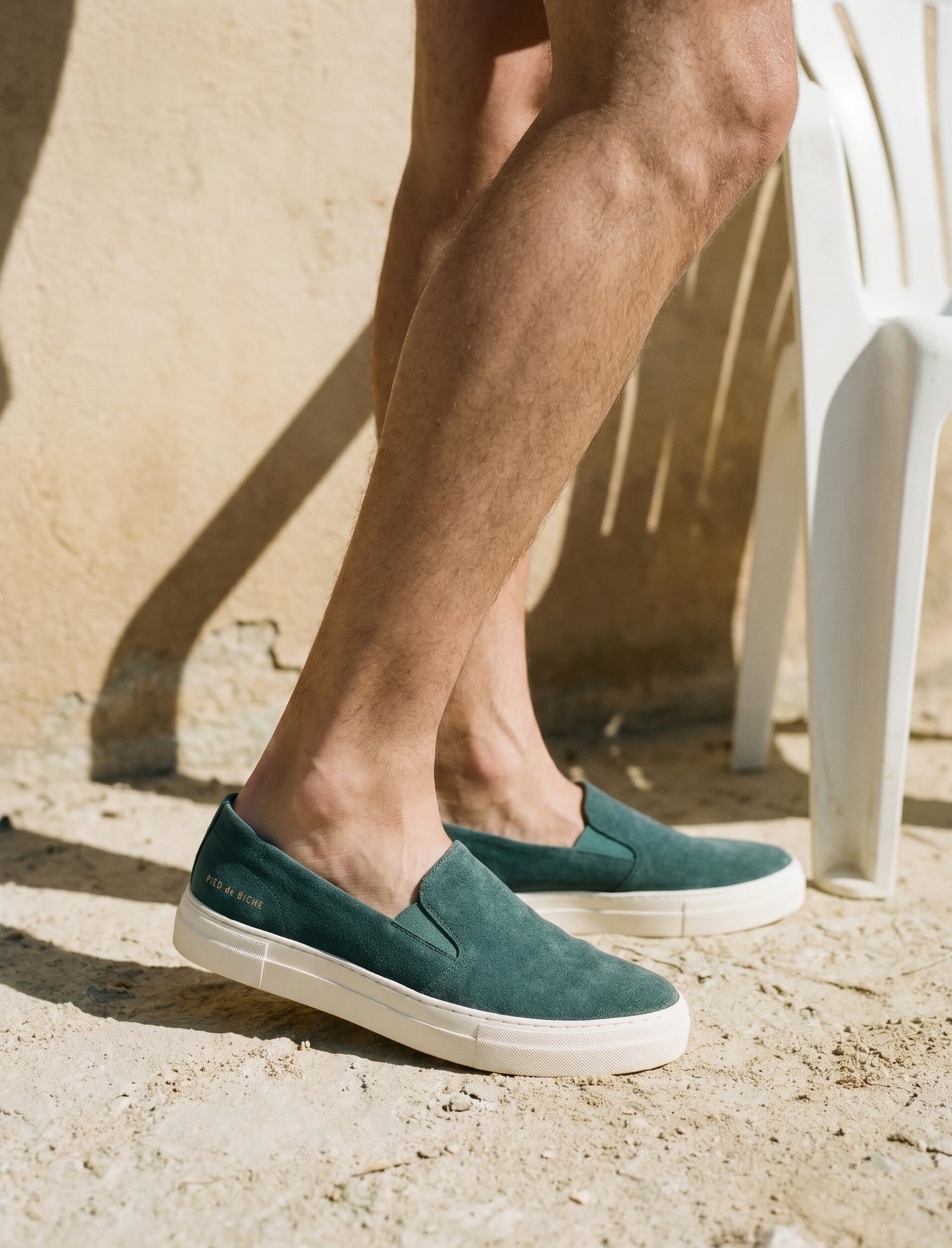 slippers en cuir waterproof vert pour homme