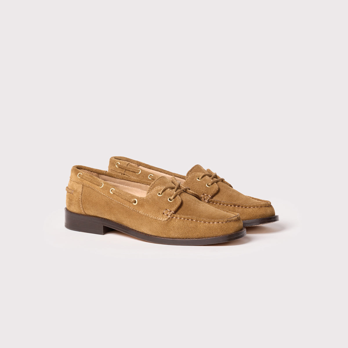 chaussures bateau en cuir daim pour femme