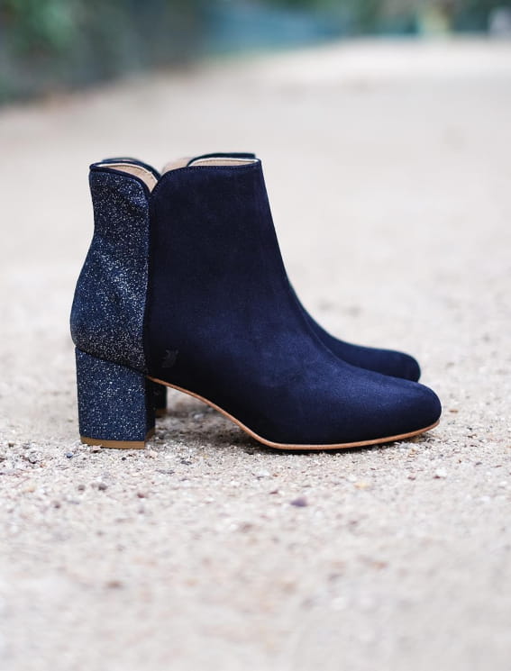 Bottines à talon Bleu étoilé