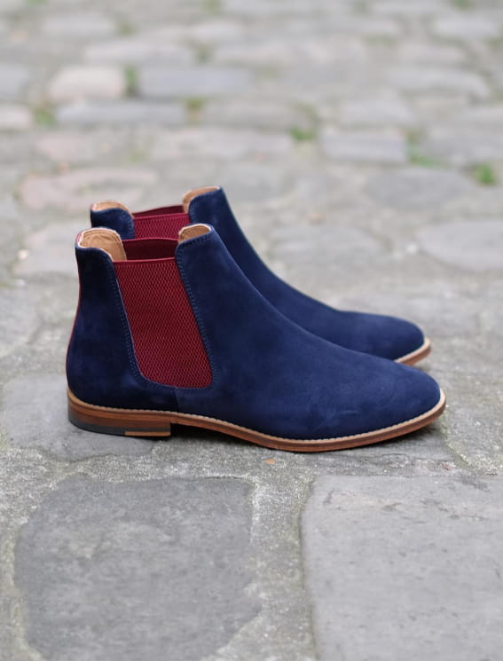 Chelsea boots Bleu nuit et bourgogne