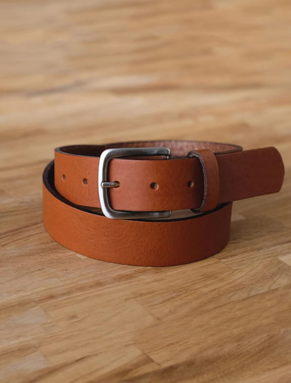 Ceinture brute Cognac homme